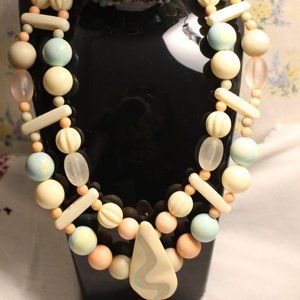 Vintage Statement Necklace Acrylic Pastel Beaded With  Arrow Head Design Piece